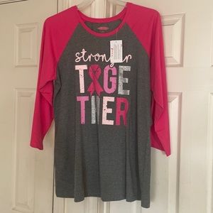NWT Cancer Awareness baseball tee size L
